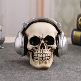 Halloween Decorations Skull With Headphones