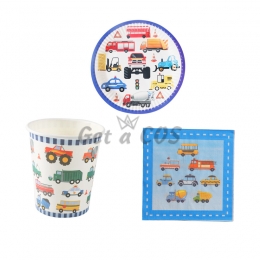 Cartoon Truck Pattern Tableware Kit