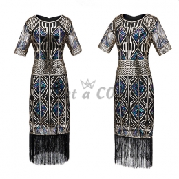 Women Halloween Costumes Retro 20s Tassel Dress