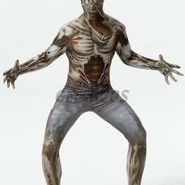 Creepy Halloween Costumes Denim Skull Print