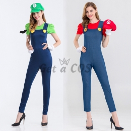 Women Halloween Costumes Mario Plumbers Overalls