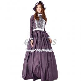 Halloween Costumes Dark Purple Retro Court Dress