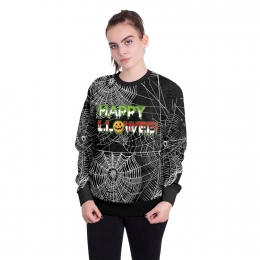 Women Halloween Costumes Spider Web Pumpkin Print