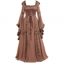 Halloween Costumes Medieval Hooded Court Gown