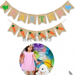 Holiday Decor Color Rabbit Carrot Pull The Flag