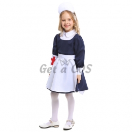 Blue and White Nurse Girl Costume