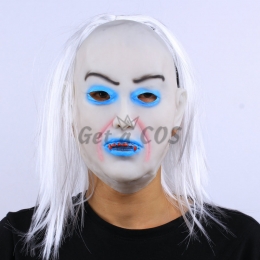 Halloween Decorations White Hair Grimace Mask