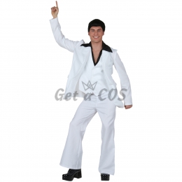 Men Halloween Costumes Retro Disco White Style
