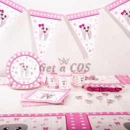 Tableware Cartoon Pink Teeth Printing Kit