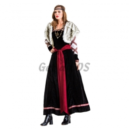 Women Halloween Pirate Costumes Female Warrior With Cape Dress