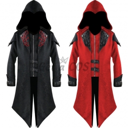 Men Halloween Costumes Gothic Medieval Dark Suit