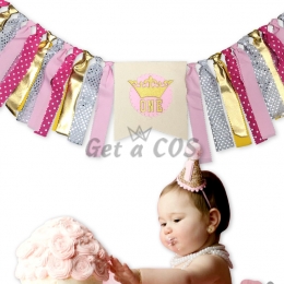 Birthdays Decoration Crown Pattern Pull The Flag