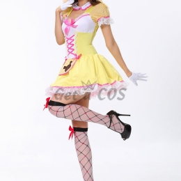 Women Halloween Costumes Yellow Beer Maid Dress