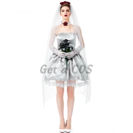 Women Scary Halloween Costumes Adult Ghost Bride Dress