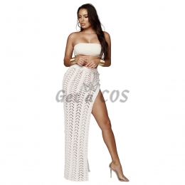 Sexy Halloween Costumes Hollow Side Slit Knit Skirt