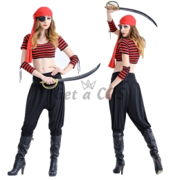 Halloween Costumes Female Pirate Striped Thief Style