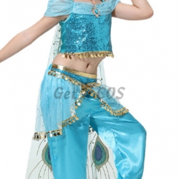Girls Halloween Costumes Jasmine Princess Blue Suit