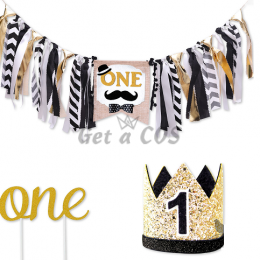 Birthdays Decoration Black Gold Pull The Flag