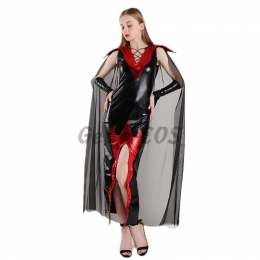 Halloween Costumes PU Leather Black Devil Witch Dress