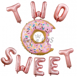 Birthdays Decoration Rose Gold TWO Donut Balloon