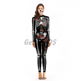 Scary Halloween Costumes Rose Skull Jumpsuit