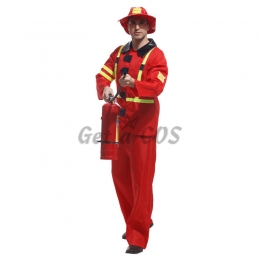 Military Costume Men Red Fire Suit