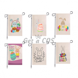 Easter Decorations Bunny Style Printing Flags