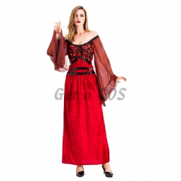 Halloween Costumes One Shoulder Red Vampire Devil Queen Dress