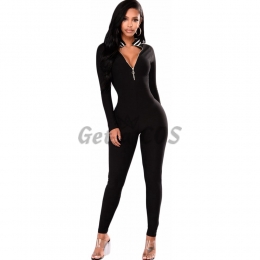 Sexy Halloween Costumes Zip Striped Jumpsuit