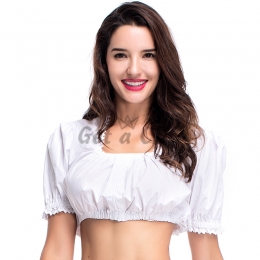 German Oktoberfest Bavarian National Costume White Shirt Crop Top