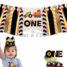 Birthdays Decoration Construction Worker Pull The Flag