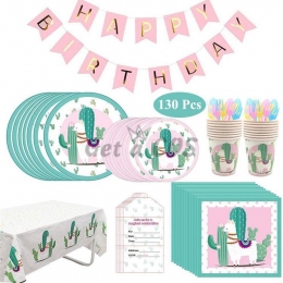 Birthdays Decoration Alpaca Pattern Tableware Kit