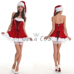 Women Halloween Costumes Christmas Red Corset Dress