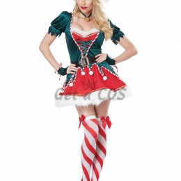 Women Halloween Costumes Green Christmas Dress