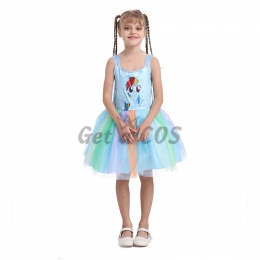 Girls Halloween Costumes Blue Rainbow Horse Dress