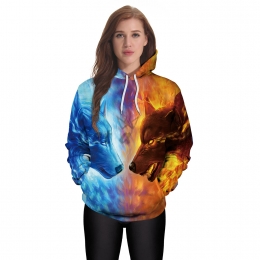 Couples Halloween Costumes Wolf Head Pattern Sweatshirt