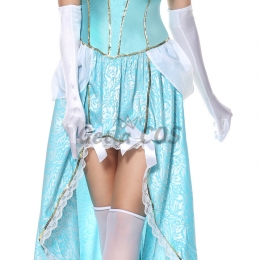Women Halloween Costumes Blue Princess Dress