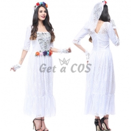 Day of the Dead Costume for Adults Skull Print Skirt