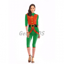 Women Halloween Costumes Green Printing Style