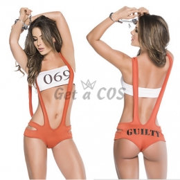 Sexy Halloween Prisoner Costumes Orange One-piece Clothes