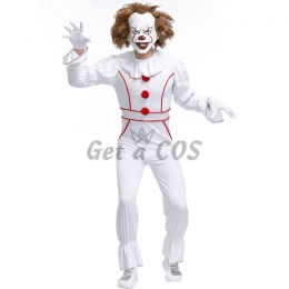 Men Scary Halloween Costumes Ghost Doll Clown Suit