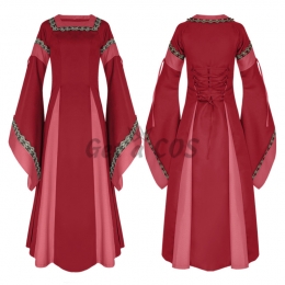 Women Halloween Costumes Stitched Bell Sleeve Dress