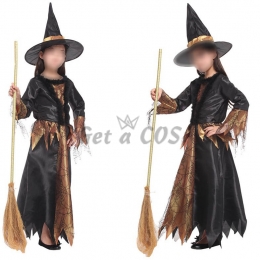 Witch Costume Kids Black Gold Magic