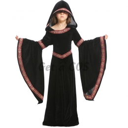 Medieval Black Waist Pattern Girls Costume