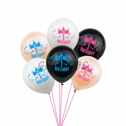 Birthday Balloons 12 Inches Crown Printing
