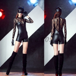 Halloween Costumes Masked Cat Lace Splicing Dress