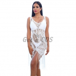 Sexy Halloween Costumes Deep V Lace Fringed Dress