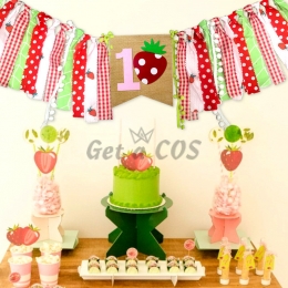 Birthdays Decoration Strawberry Pull The Flag