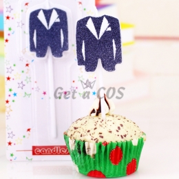 Birthdays Decoration Black Color Suit Candle