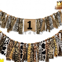 Birthdays Decoration Leopard Print Pull The Flag